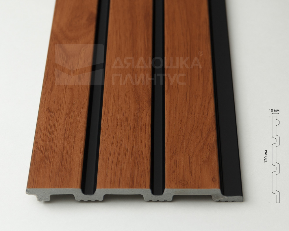 Панель вспененный полистирол ГРЕЙС 3D RAIL 120*2700 мм. Вишня