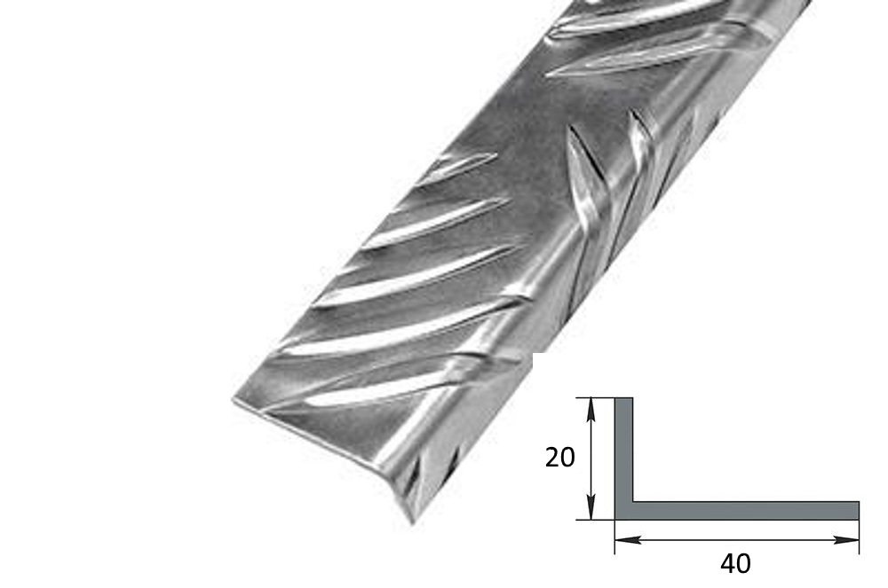 Угол рифлёный алюминиевый Укв 01.2000.500 40х20 мм