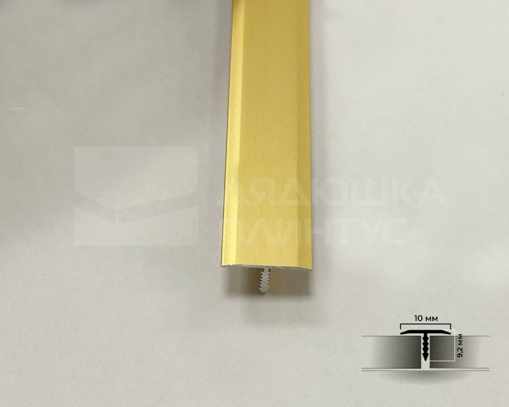 PV101-04 Профиль T-образный плоский MG Золото матовое 10мм х 2.7м