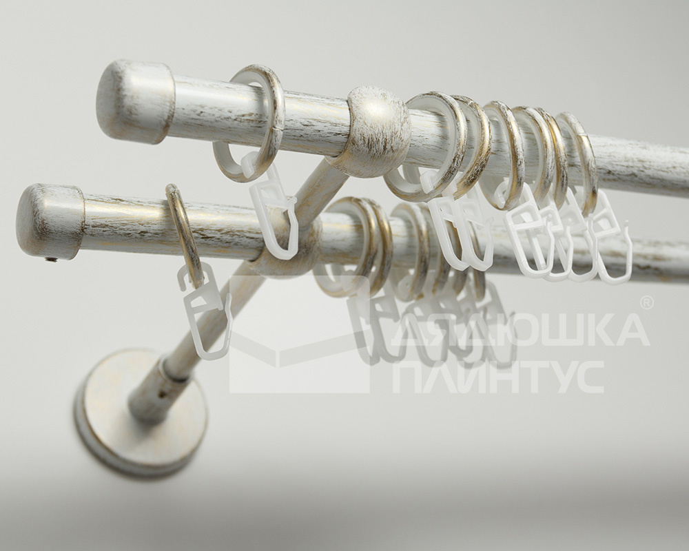 Карниз двухрядный кованый УЮТ d16мм 2,4м Белый/Золото