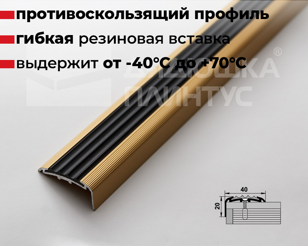 Порог угловой ПУ 71.2700.202л Золото