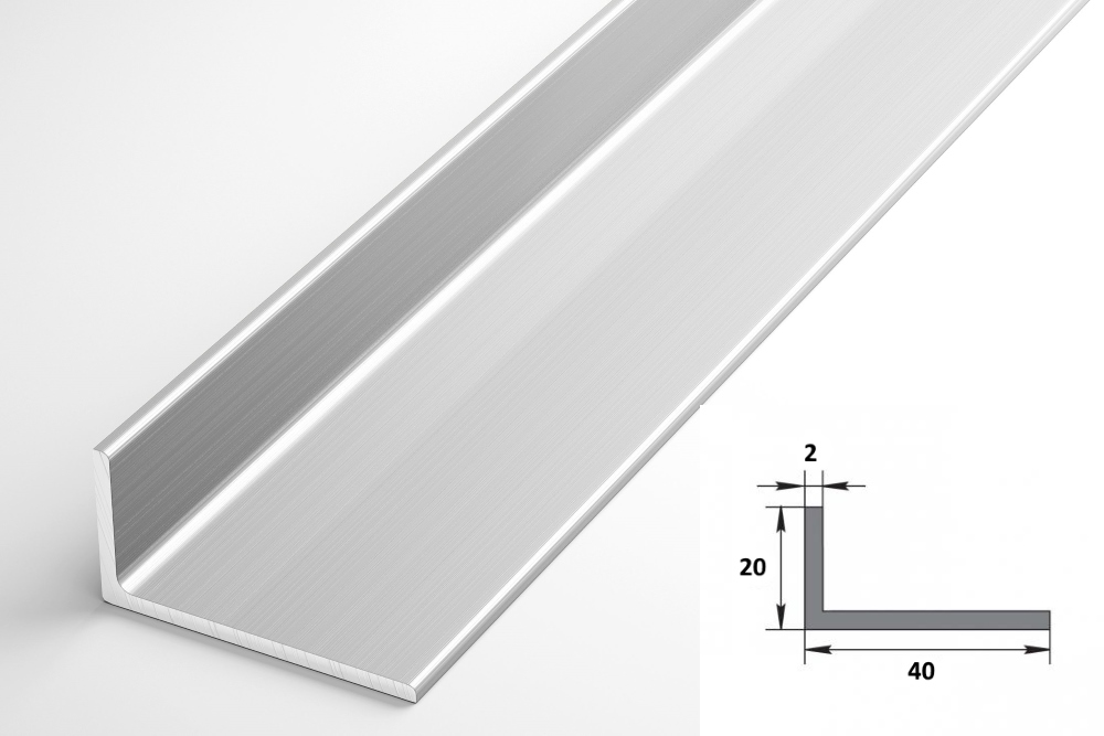 Уголок разнополочный 40х20 мм Уп 14.2000.500 Без окраса