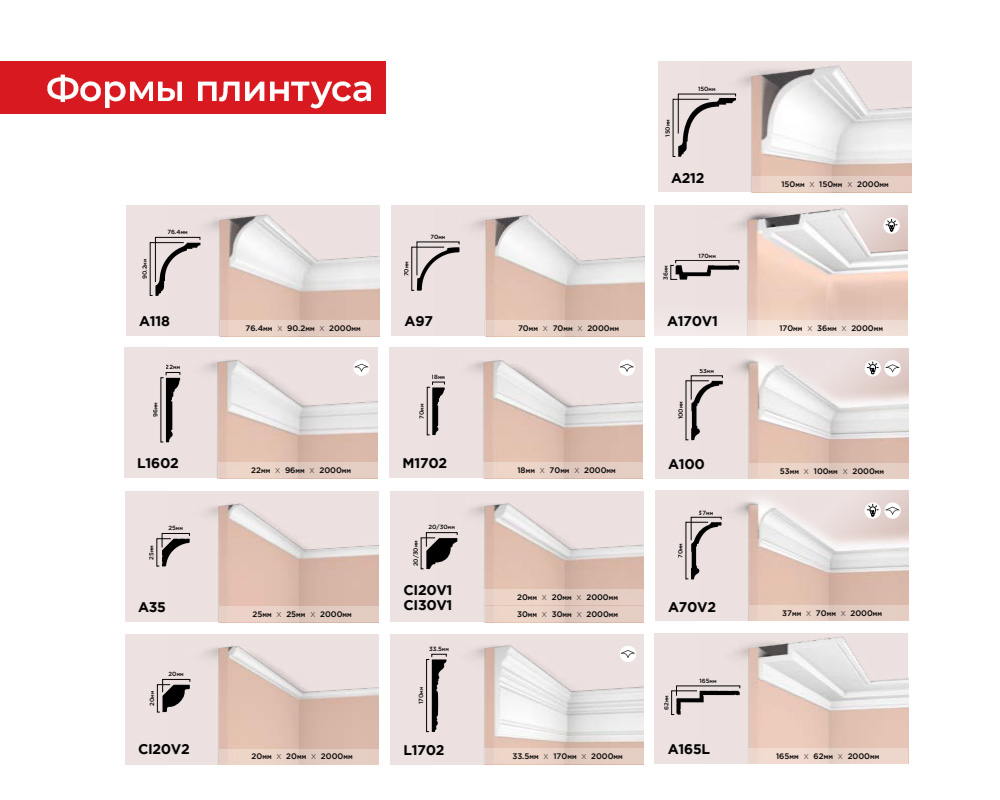 Карниз из полистирола высокой плотности HI WOOD A70 50мм х 50мм х 2,0м.