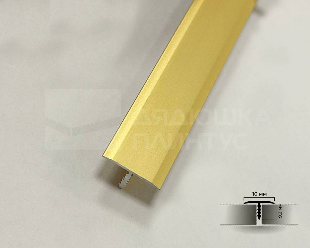 PV101-04 Профиль T-образный плоский MG Золото матовое 10мм х 2.7м